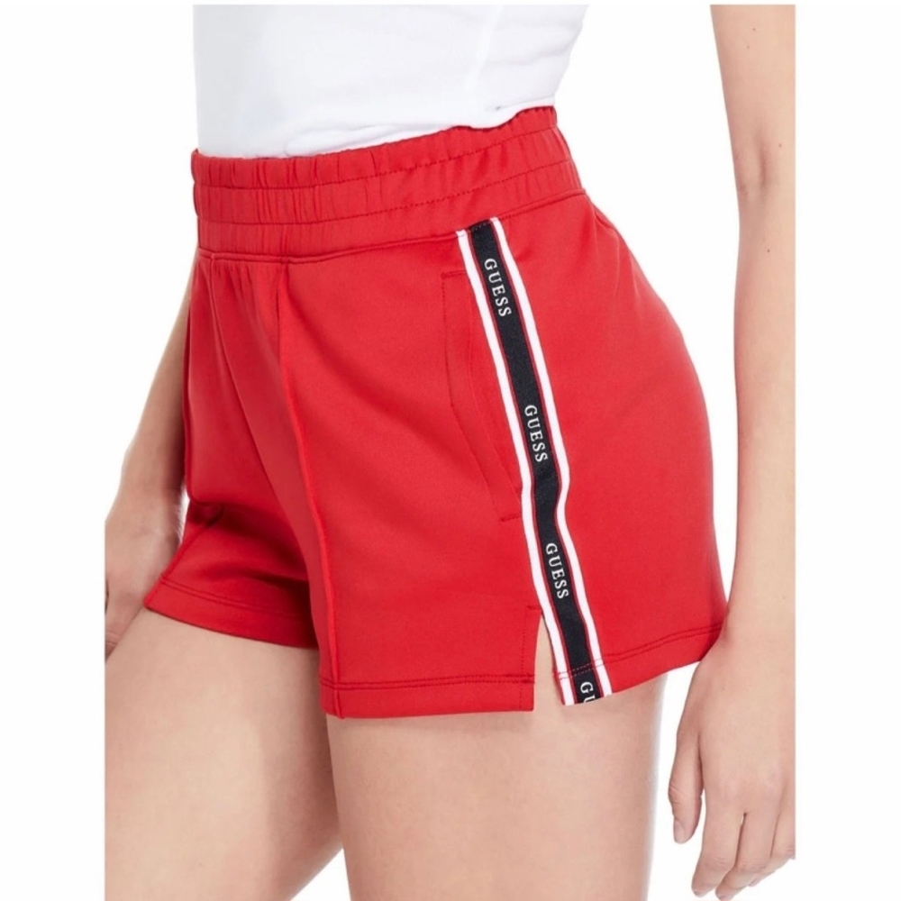 Guess Red Athletic Shorts with Stripe Detail